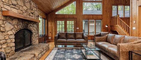 Smart TV, fireplace, video games, foosball