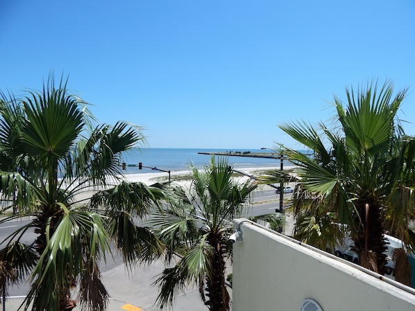 On the beach, sun-loungers, beach towels