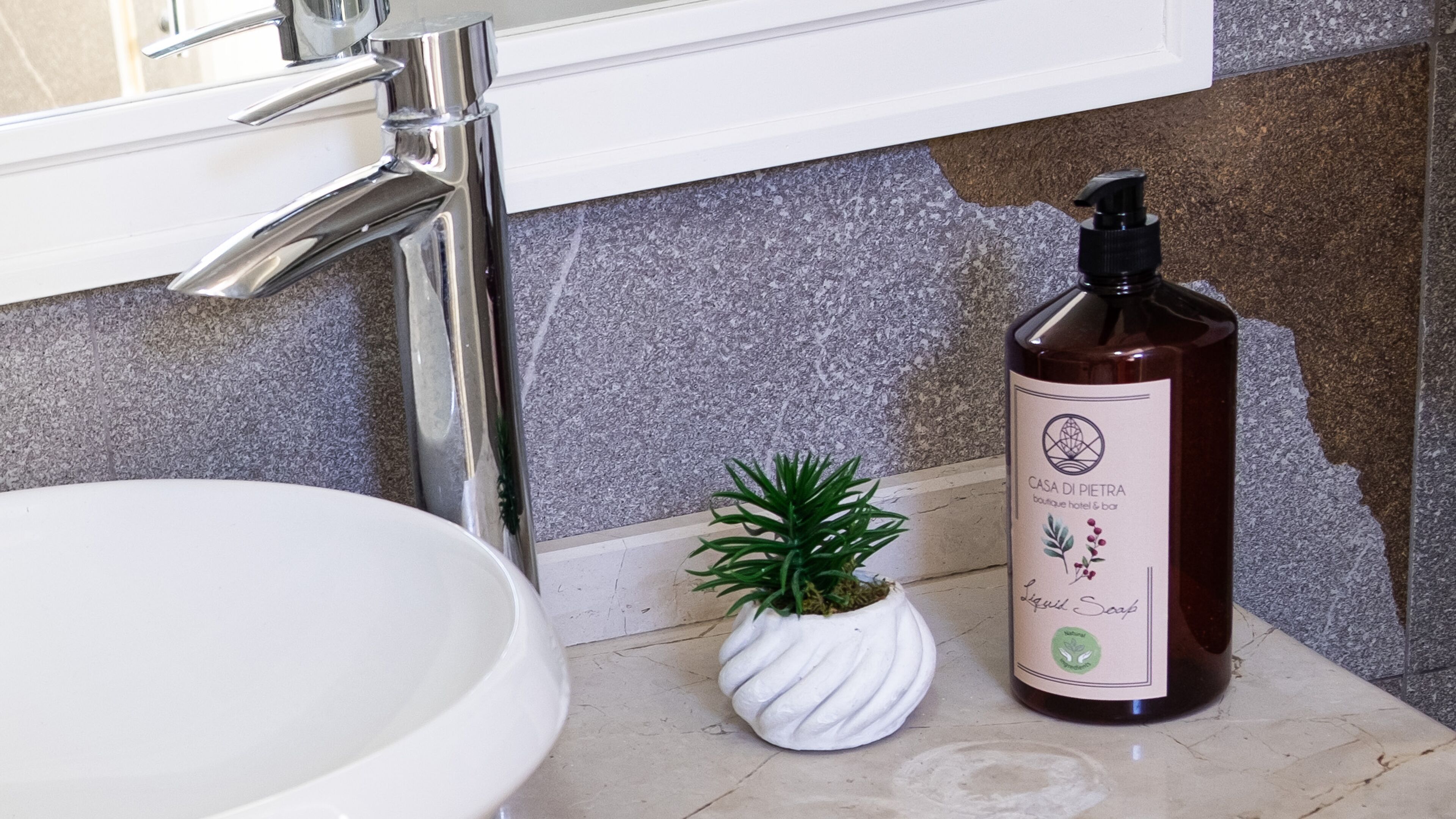 panoramic room | bathroom | shower, rainfall showerhead, designer toiletries, hair dryer