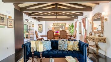 Smart TV, books, music library, stereo