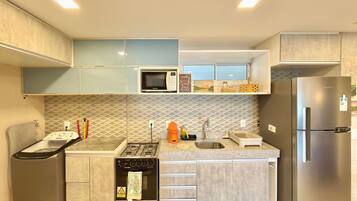Design Apartment | Private kitchen | Fridge, microwave, oven, dishwasher