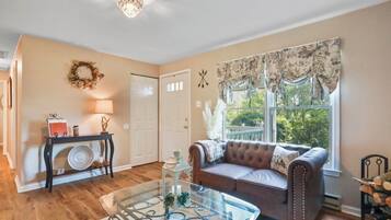 Een smart-tv, een open haard, een dvd-speler en een filmbibliotheek