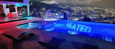 An infinity pool, a heated pool