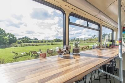 Double Decker Bus on an Alpaca Farm Sleeps 8