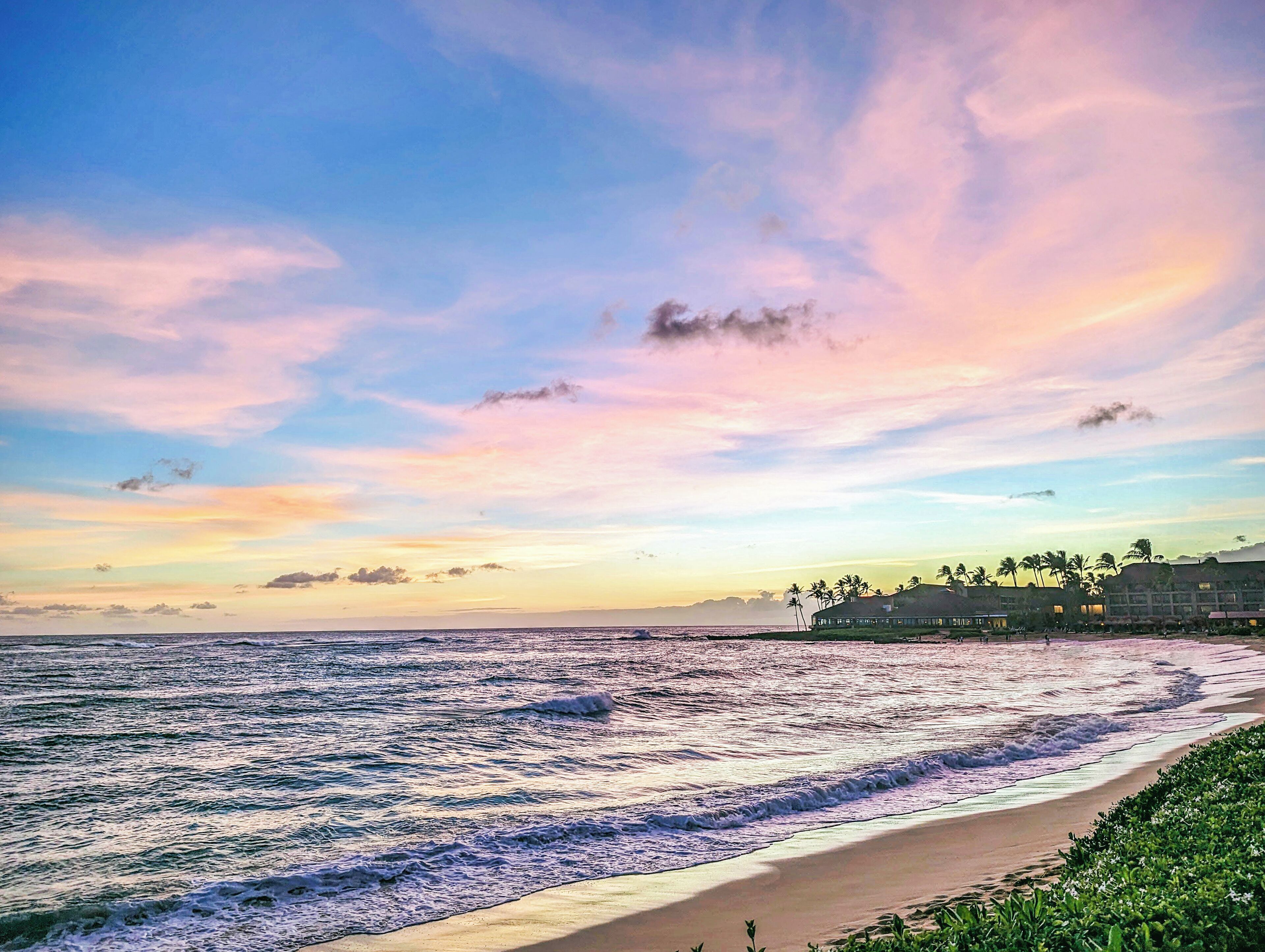 On the beach, sun loungers, beach towels