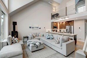 Smart TV, fireplace, video games, video library