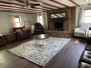 Smart TV, fireplace, video games, books