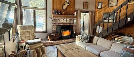 Smart TV, fireplace, video games, books