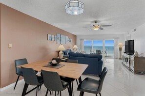 Flat-screen TV, DVD player