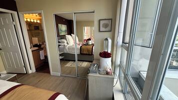 1 bedroom, desk, soundproofing, iron/ironing board