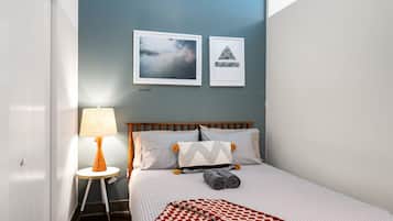 1 bedroom, desk, iron/ironing board, travel cot