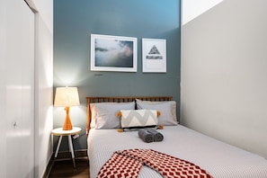 1 bedroom, desk, iron/ironing board, travel cot