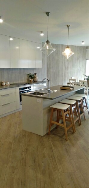 Fridge, microwave, oven, dishwasher