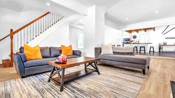 Smart TV, fireplace, video games, foosball