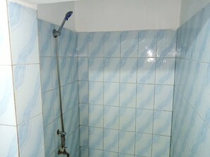 Shower, towels, toilet paper