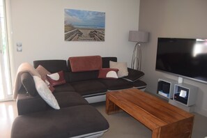 Smart TV, DVD player, books, stereo