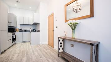 Royal Apartment, City View | Private kitchen | Full-sized fridge, microwave, oven, stovetop