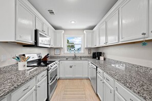 Fridge, microwave, oven, stovetop - Gulf-Facing Home! Private Pool! Multiple Decks! Firepit! (Cape San Blas)