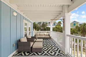 Terrace/patio - Gulf-Facing Home! Private Pool! Multiple Decks! Firepit! (Cape San Blas)