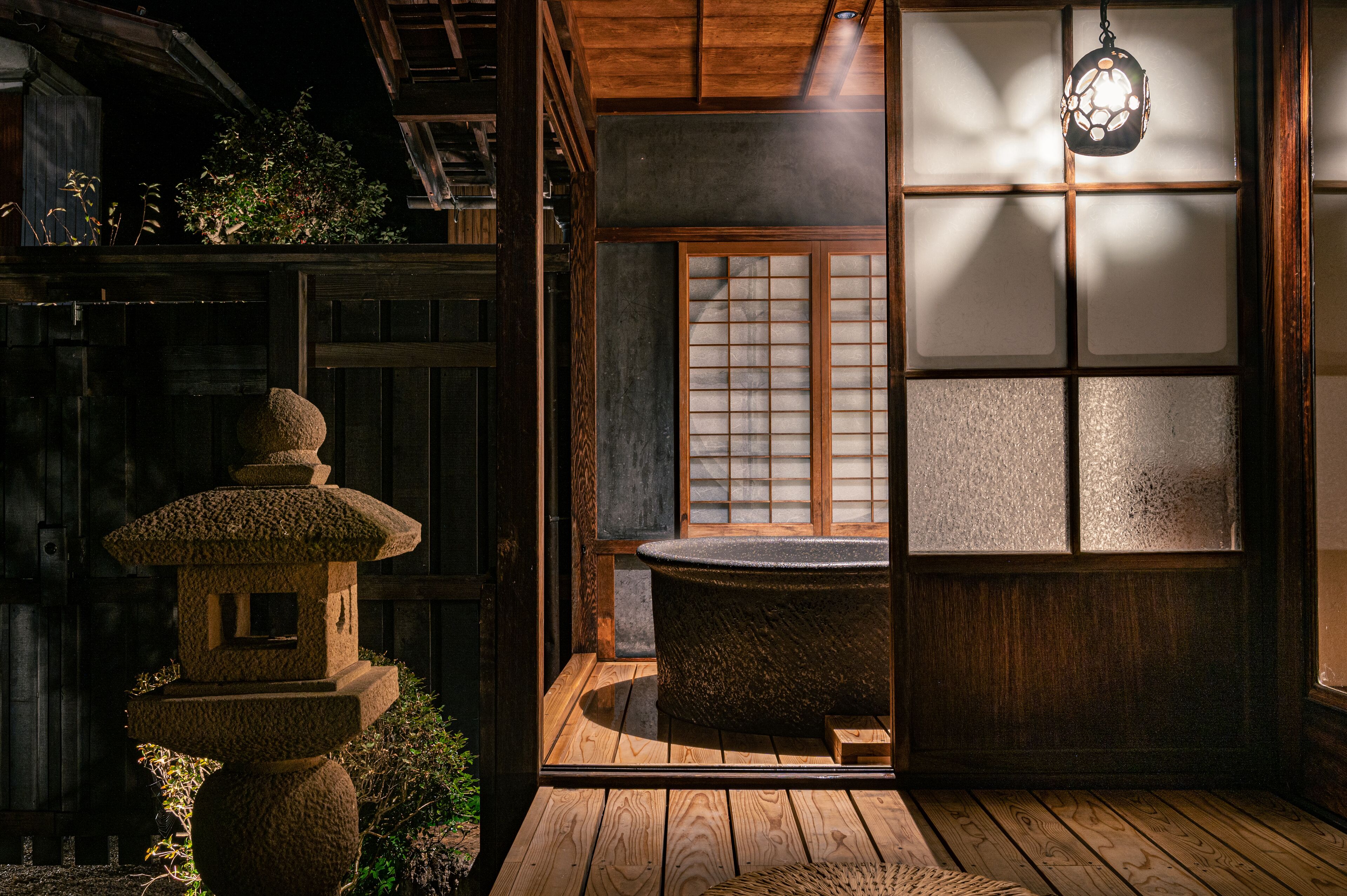 Main Building 104, Semi-open-air Bath, Non Smoking | Bathroom | Separate tub and shower, deep soaking tub, designer toiletries