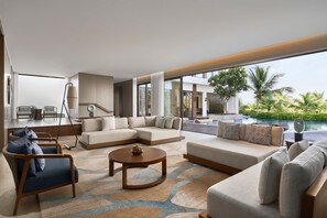 Presidential Villa, 3 Bedrooms, Sea View (Private Pool) | Living room | 52-inch Smart TV with cable channels, fireplace, books - The Westin Resort & Spa Cam Ranh (Cam Lam)