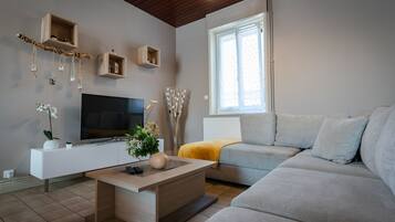 TV, DVD player, foosball, table tennis