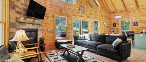 Smart TV, chimenea y reproductor de DVD