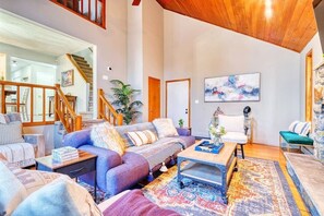 TV, lareira, videogames, livros