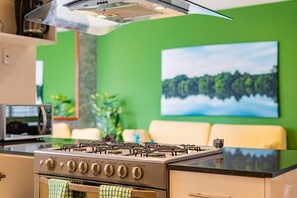 Frigorífico, microondas, horno y placa de cocina