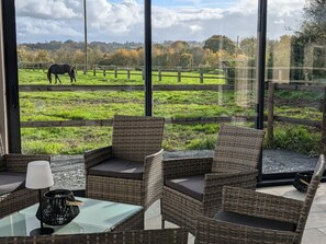Indoor pool, a heated pool, sun loungers