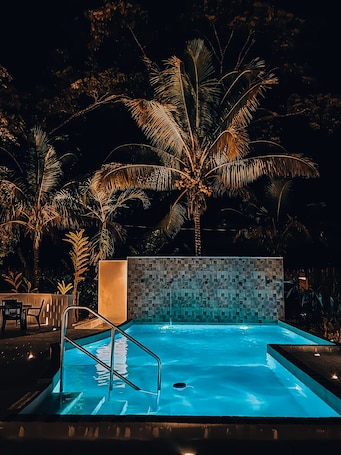 Outdoor pool, open 7:00 AM to 9:00 PM, pool umbrellas, pool loungers. Villa Massis Luxury Jungle Villas