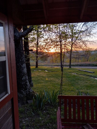 Rustic log cabin in the woods with great sunset views