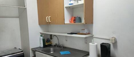 Fridge, microwave, oven, electric kettle