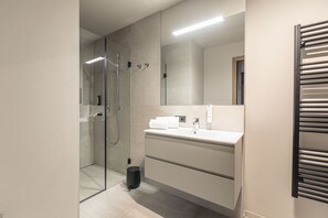 Dusche, Haartrockner, Handtücher