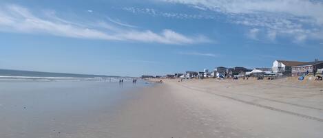 Nær stranden, solsenger og strandhåndklær