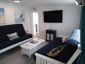 Smart TV, DVD player, books, stereo