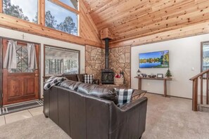 Smart TV, fireplace, video games