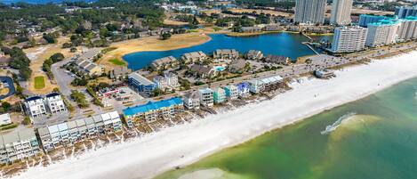 Beach nearby, sun loungers