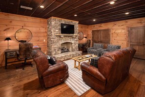 Smart TV, fireplace, video games, stereo