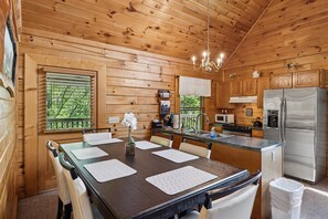 Fridge, microwave, oven, stovetop - Cabin Retreat: Secluded Deck ~ Hot Tub ~ Game Room (Sevierville)