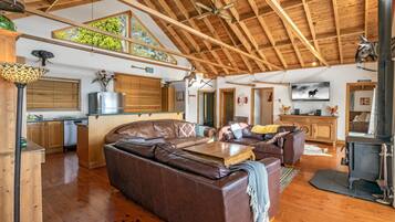 Smart TV, fireplace, DVD player, ping pong