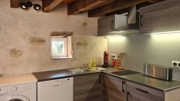 Fridge, microwave, dishwasher
