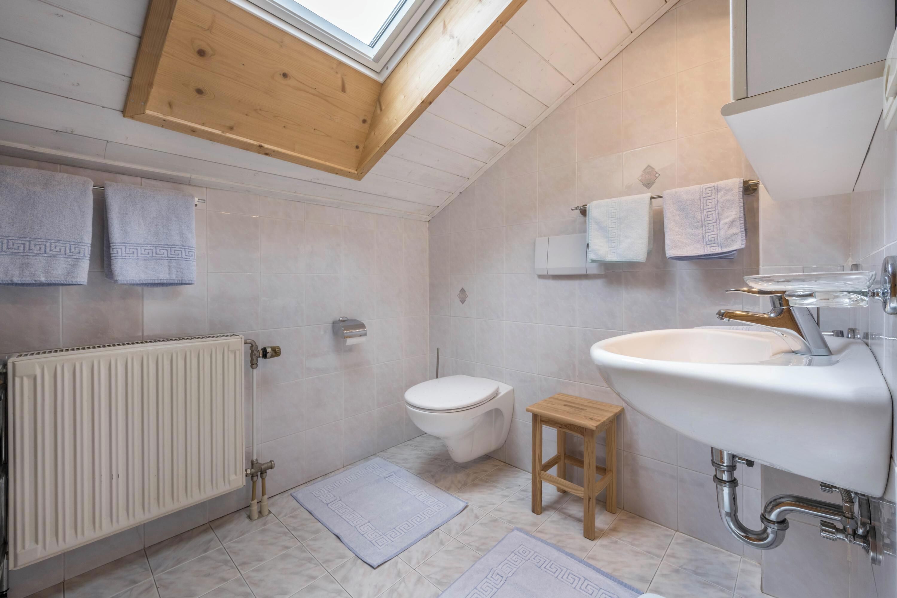 Tina, secadora de cabello, toallas 