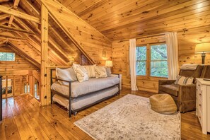 スマートテレビ、暖炉、書庫