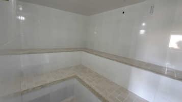 Clean lines and minimalist design define this stylish space.