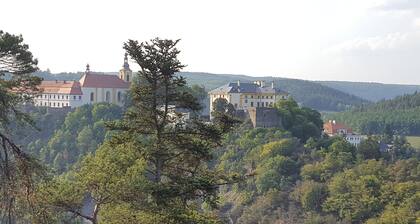 Terrace with gorgeous panorama in historic Rabstejn