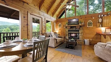 TV, fireplace, offices