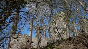 An abandoned stone structure surrounded by trees. - Vacation home in Wehr Eifel, near Laacher See and Nürburgring with large garden (Wehr)