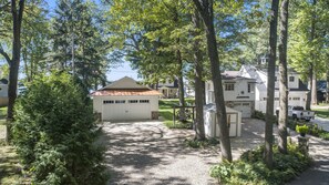 Stunning residential area with a well-manicured lawn and a garage.