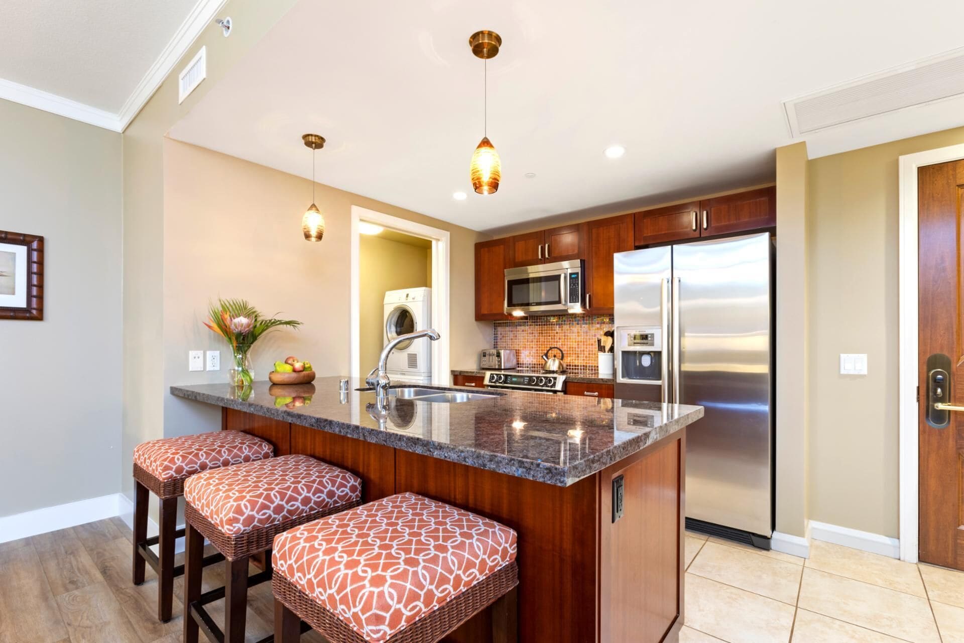 Fridge, microwave, oven, dishwasher